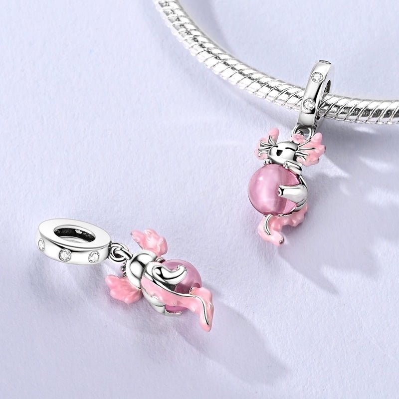 Amarante Jewelry Glow in the Dark Luminous Pink Axolotl Dangle Charm