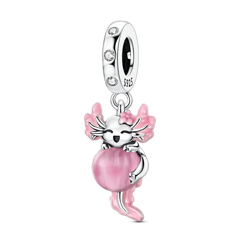 Amarante Jewelry Glow in the Dark Luminous Pink Axolotl Dangle Charm