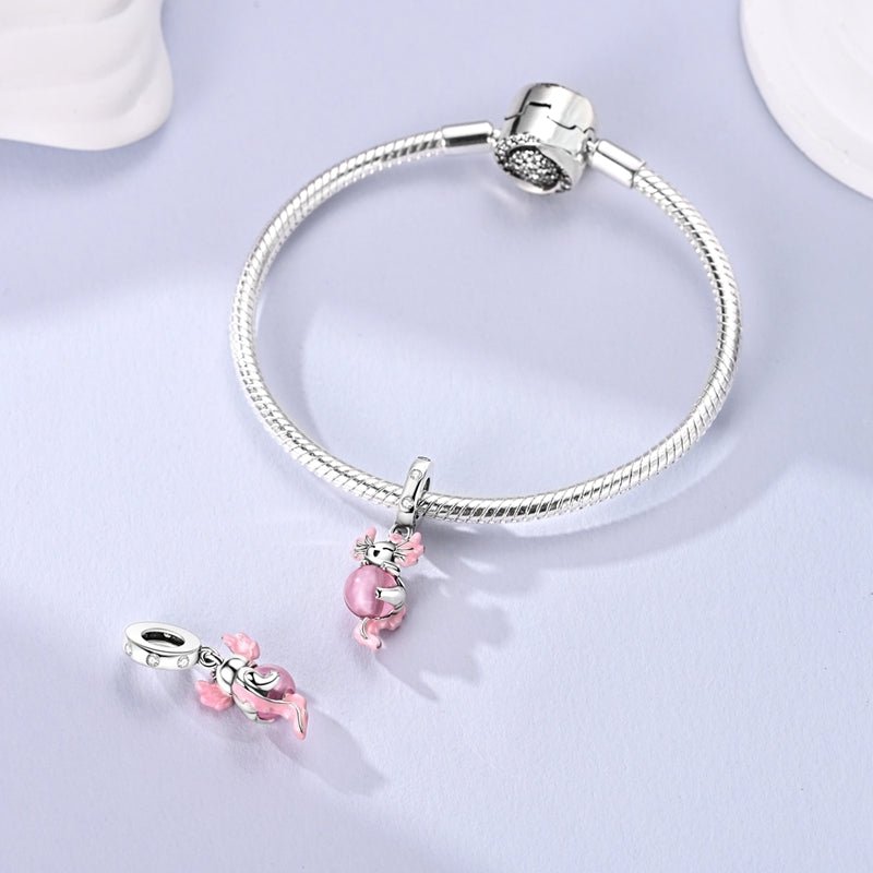 Amarante Jewelry Glow in the Dark Luminous Pink Axolotl Dangle Charm