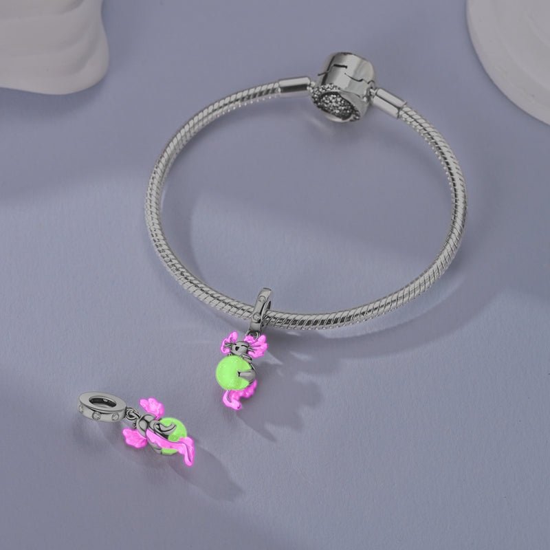 Amarante Jewelry Glow in the Dark Luminous Pink Axolotl Dangle Charm