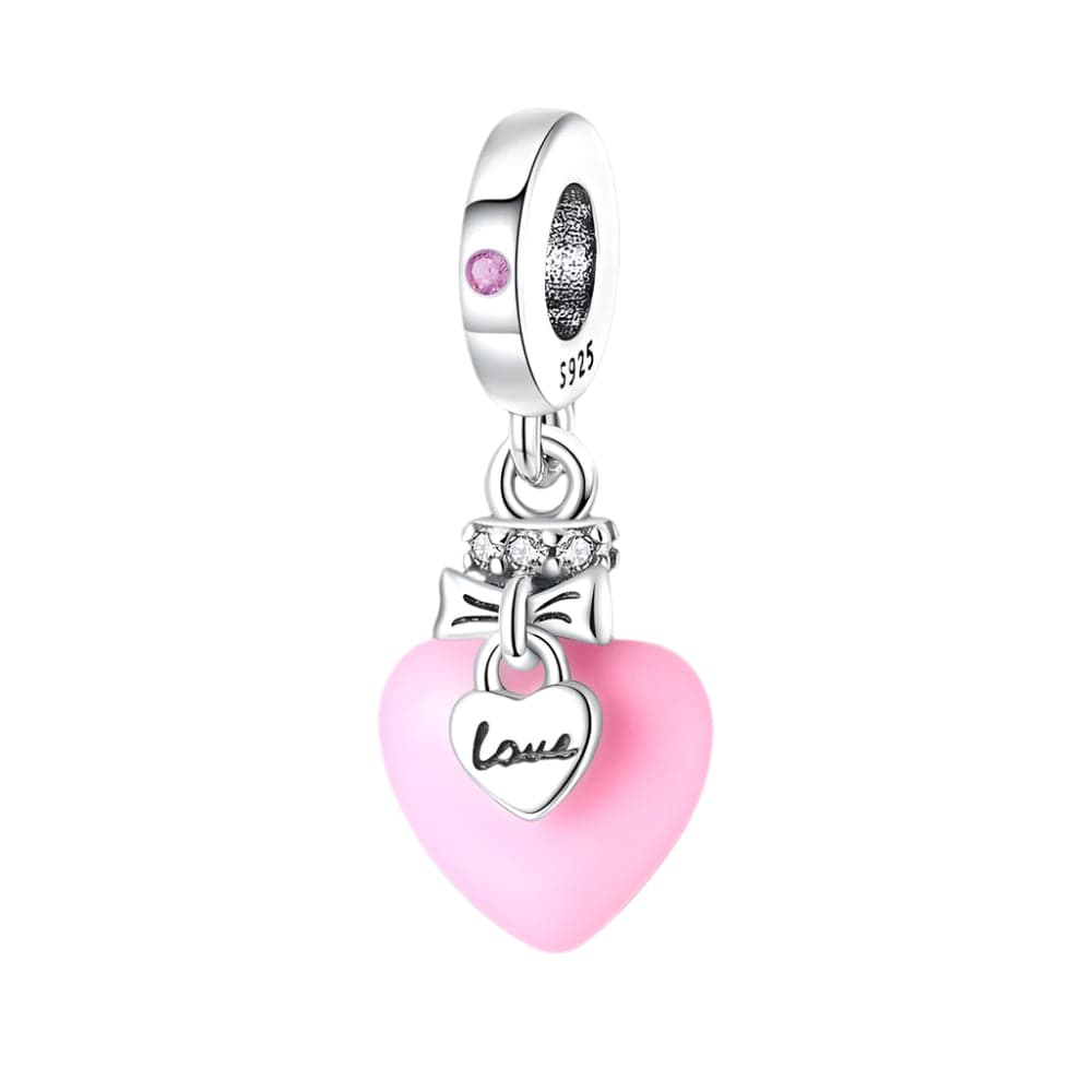 Amarante Jewelry Glow in the Dark Luminous Pink Love Heart Dangle Charm