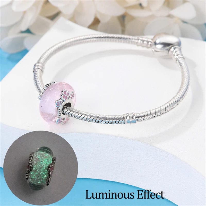 Amarante Jewelry Glow in the Dark Luminous Pink Murano Charm