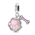 Amarante Jewelry Glow in the Dark Luminous Pink Paw & Bone Dangle Charm