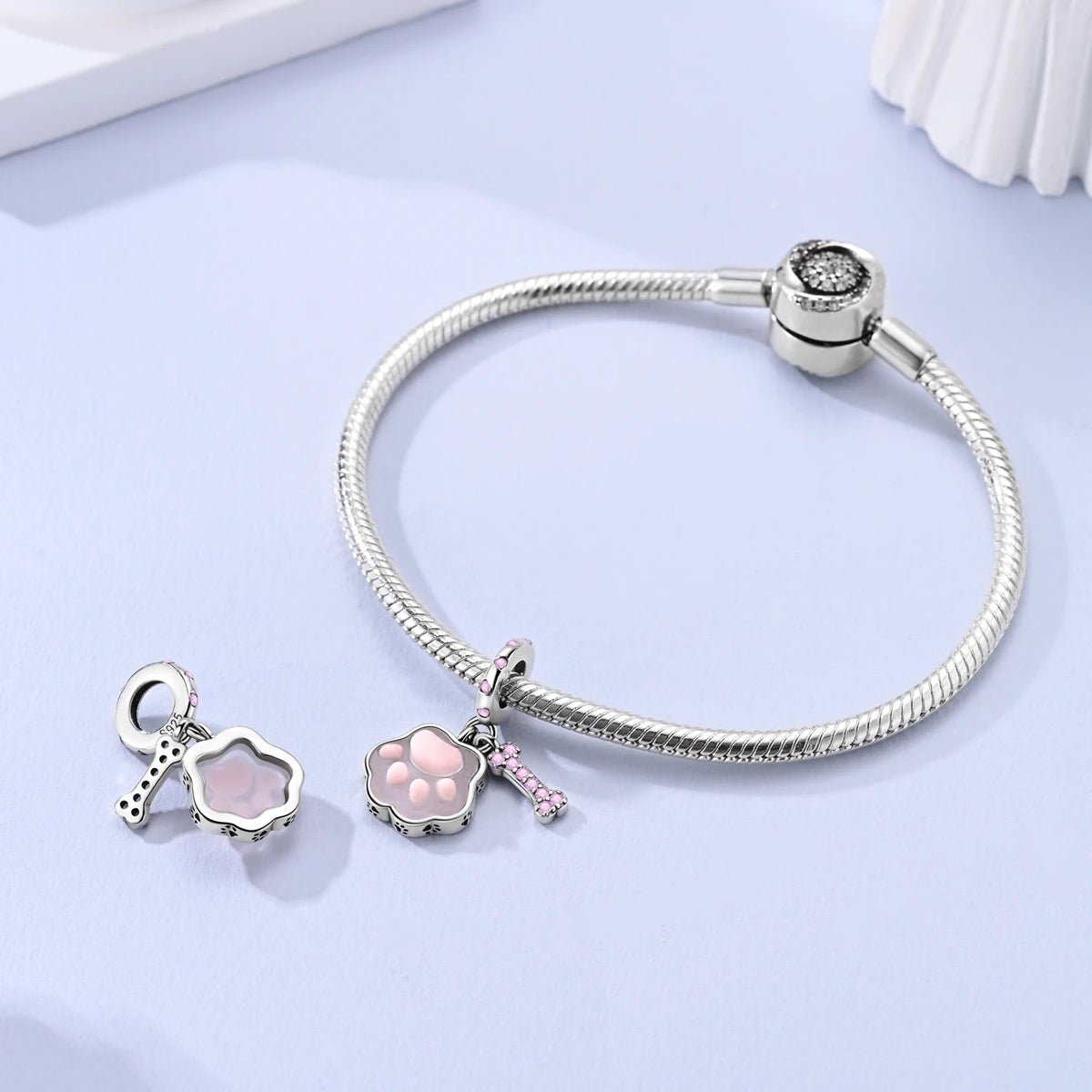 Amarante Jewelry Glow in the Dark Luminous Pink Paw & Bone Dangle Charm