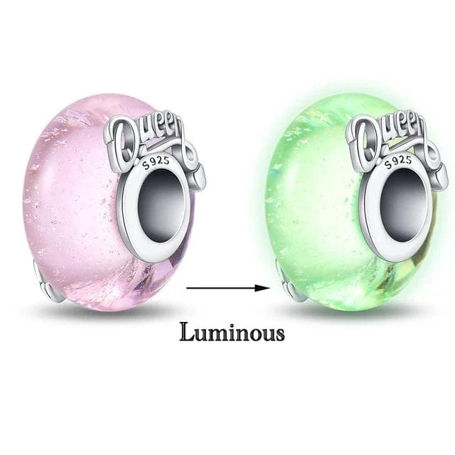 Amarante Jewelry Glow in the Dark Luminous Pink Queen Murano Charm