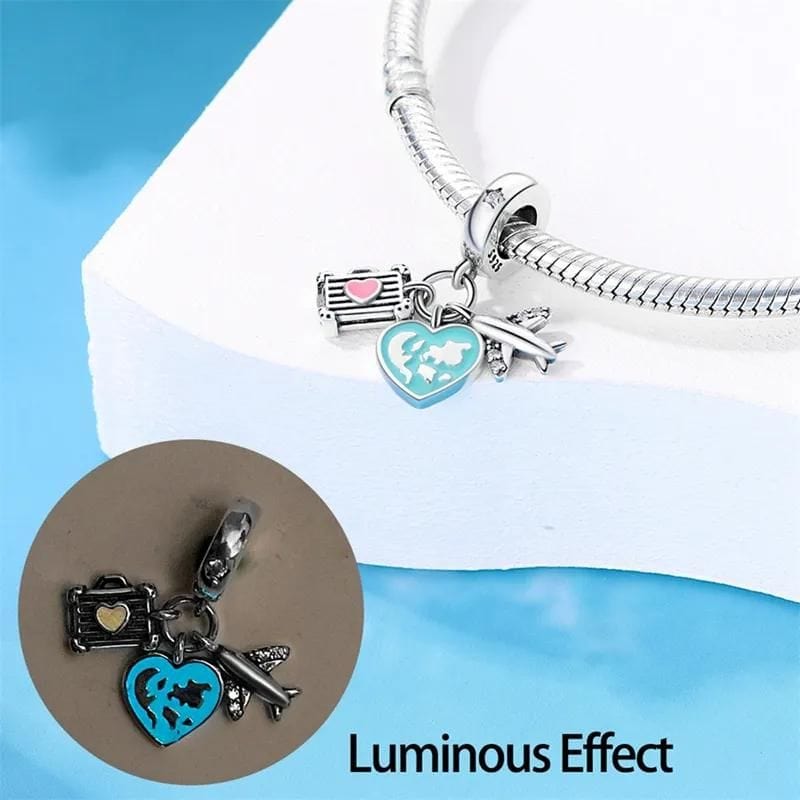 Amarante Jewelry Glow in the Dark Luminous Travel Plane & Luggage Dangle Charm