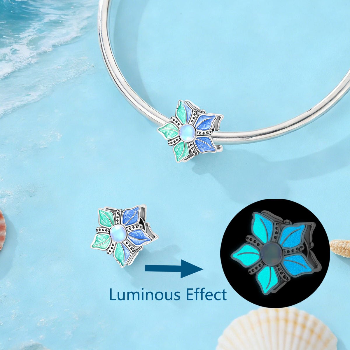 Amarante Jewelry Glow - in - the - Dark Ocean Flower Charm