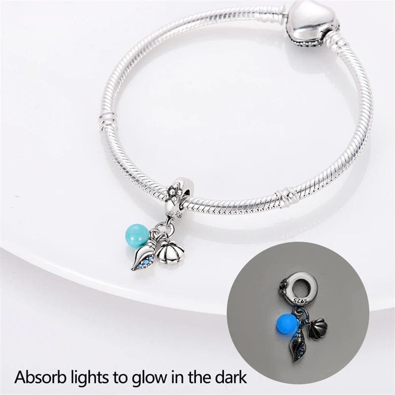 Amarante Jewelry Glow in the Dark Orb Conch Shell and Clam Dangle Charm