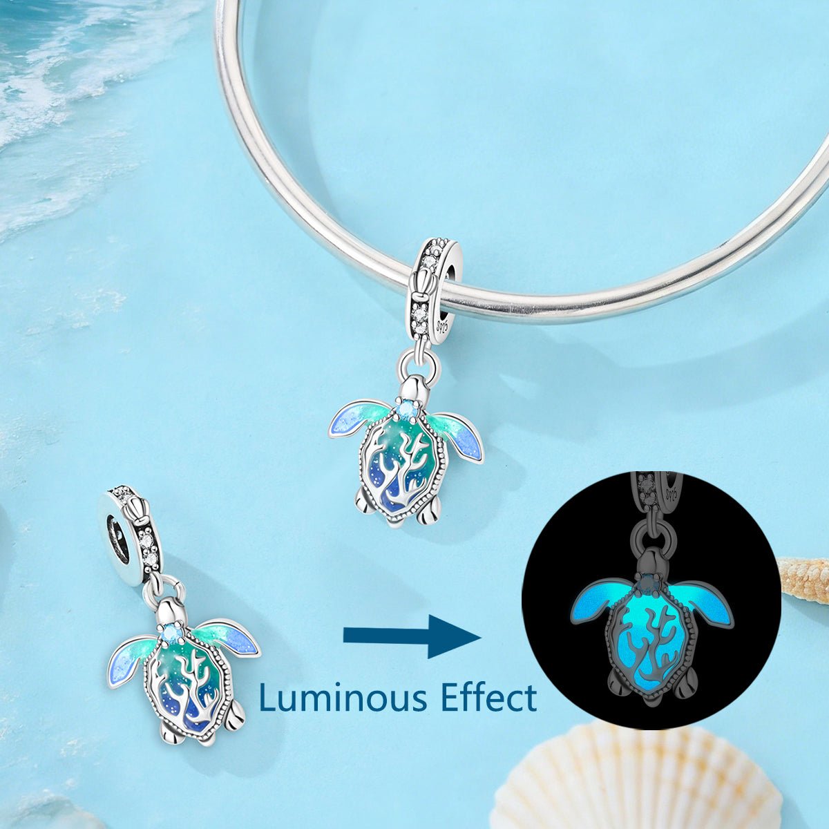 Amarante Jewelry Glow - in - the - Dark Sea Turtle Ocean Dangle Charm