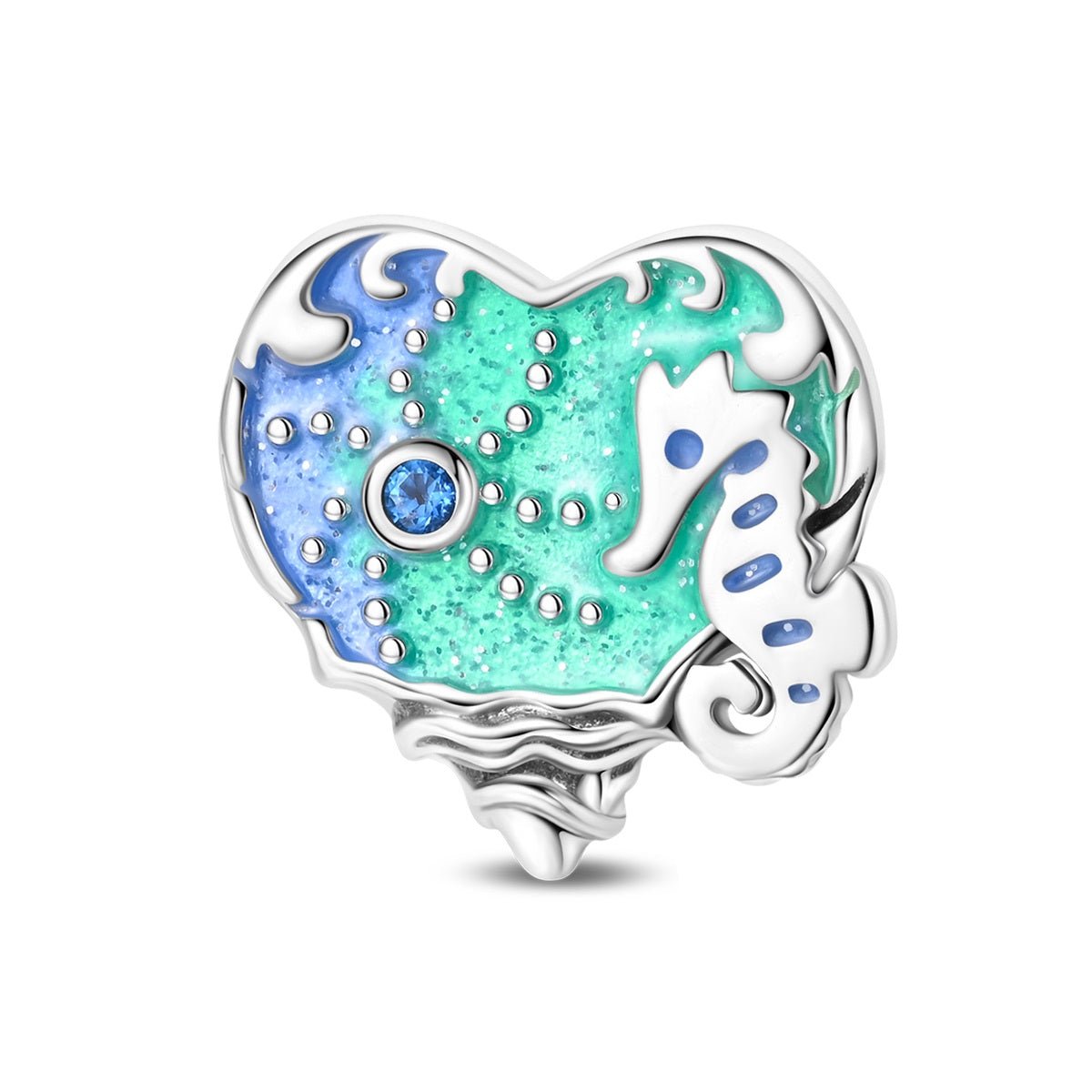 Amarante Jewelry Glow - in - the - Dark Seahorse Ocean Heart Charm