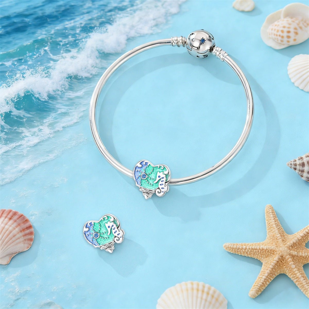 Amarante Jewelry Glow - in - the - Dark Seahorse Ocean Heart Charm