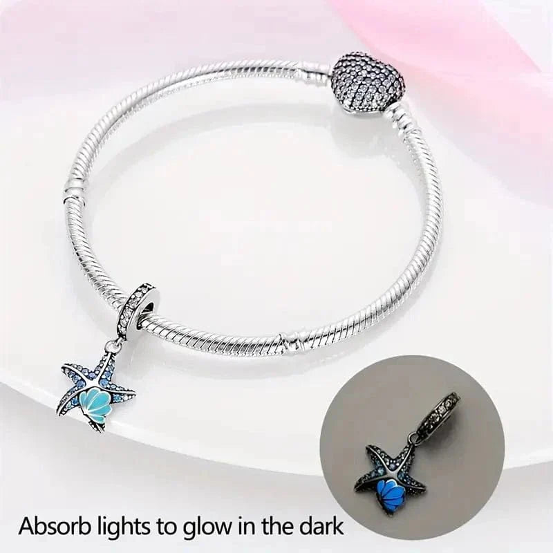 Amarante Jewelry Sparkling Blue Starfish Dangle Charm