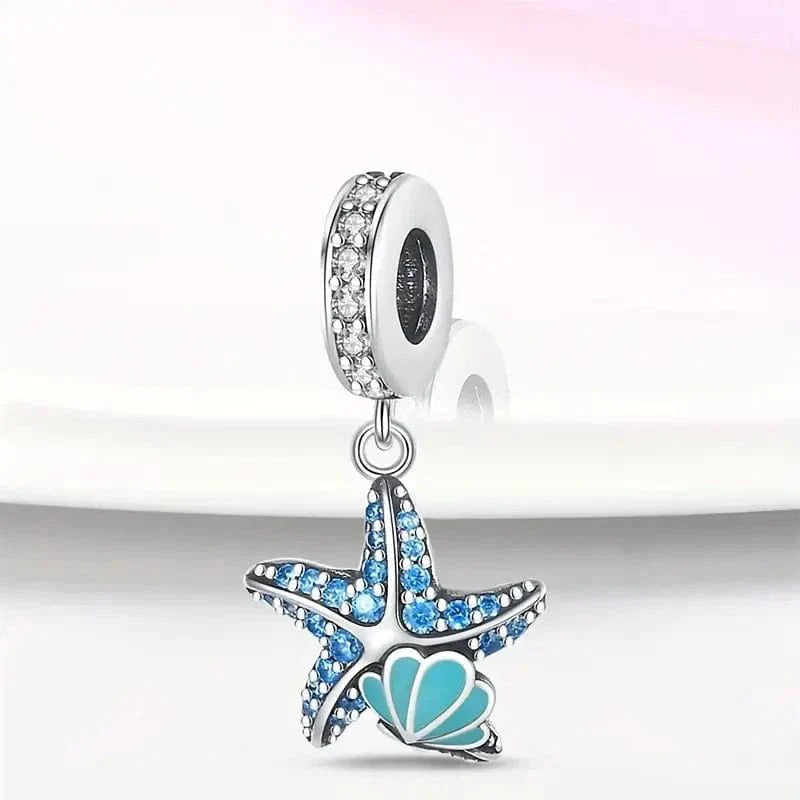 Amarante Jewelry Sparkling Blue Starfish Dangle Charm