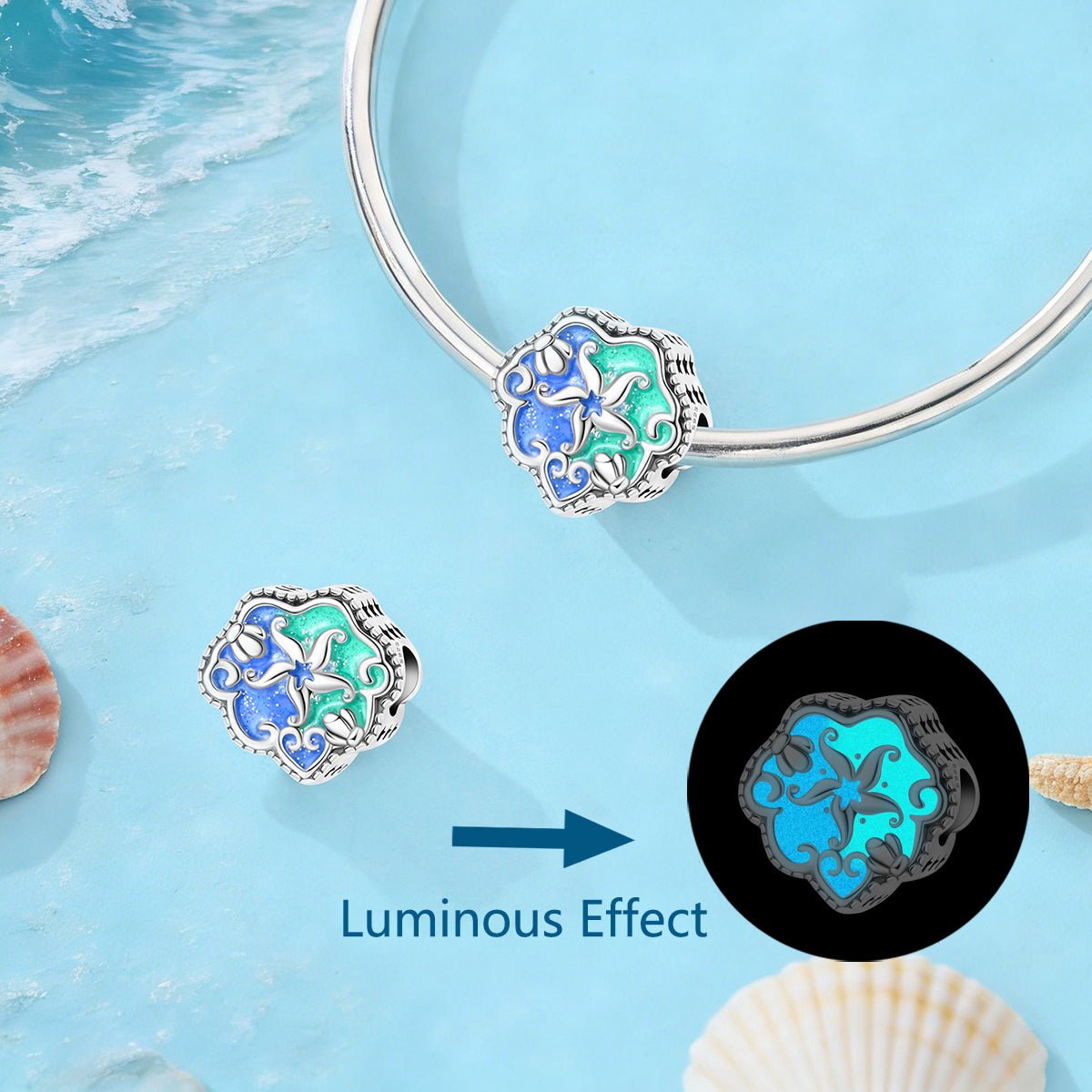 Amarante Jewelry Glow - in - the - Dark Starfish Ocean Heart Charm