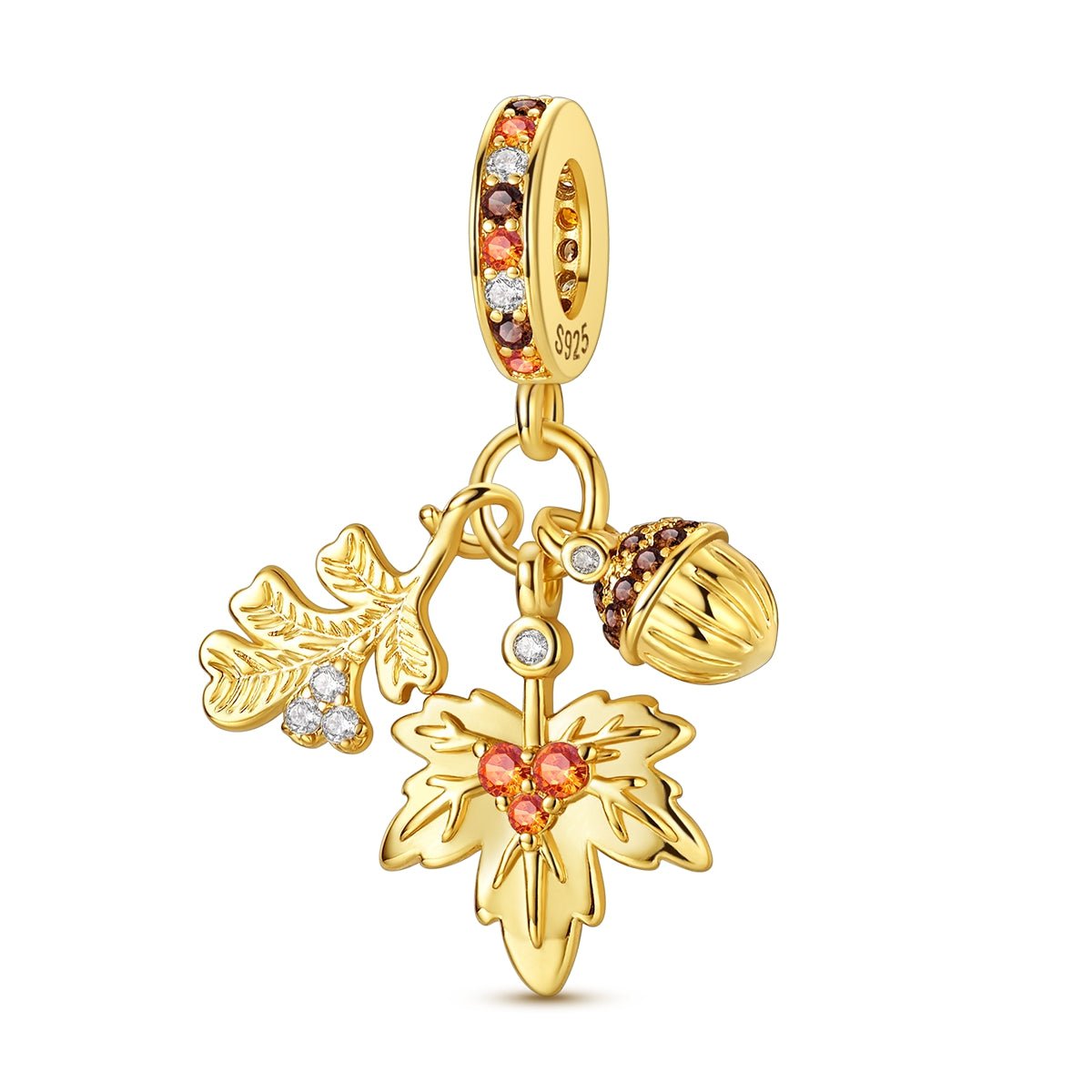 Amarante Jewelry Gold Autumn Leaves & Acorn Dangle Charm