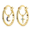 Amarante Jewelry Gold Celestial Moon & Star Hoop Earrings