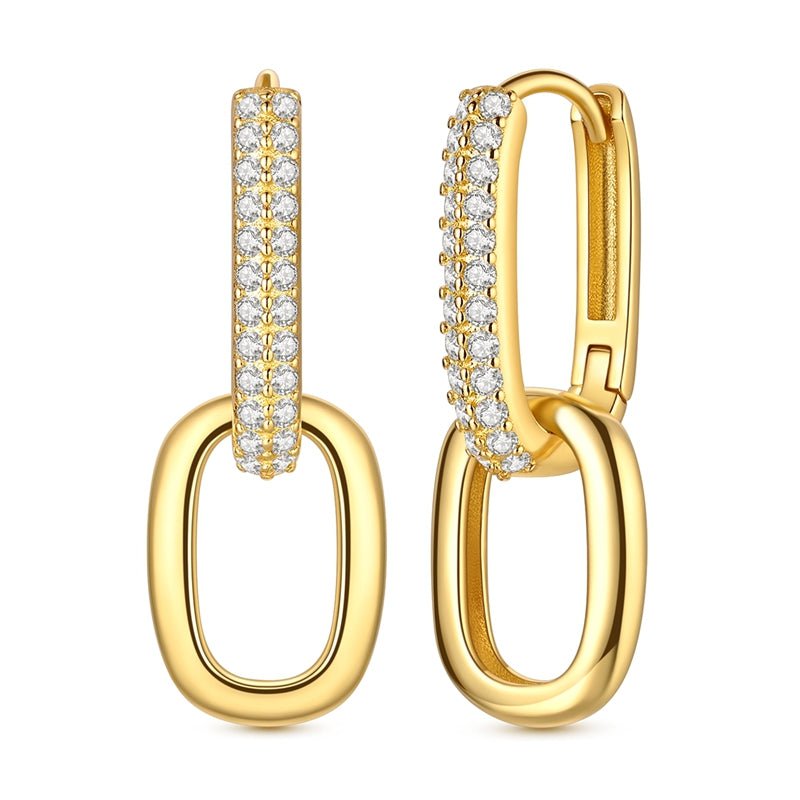 Amarante Jewelry Gold Double Link Drop Hoop Earrings