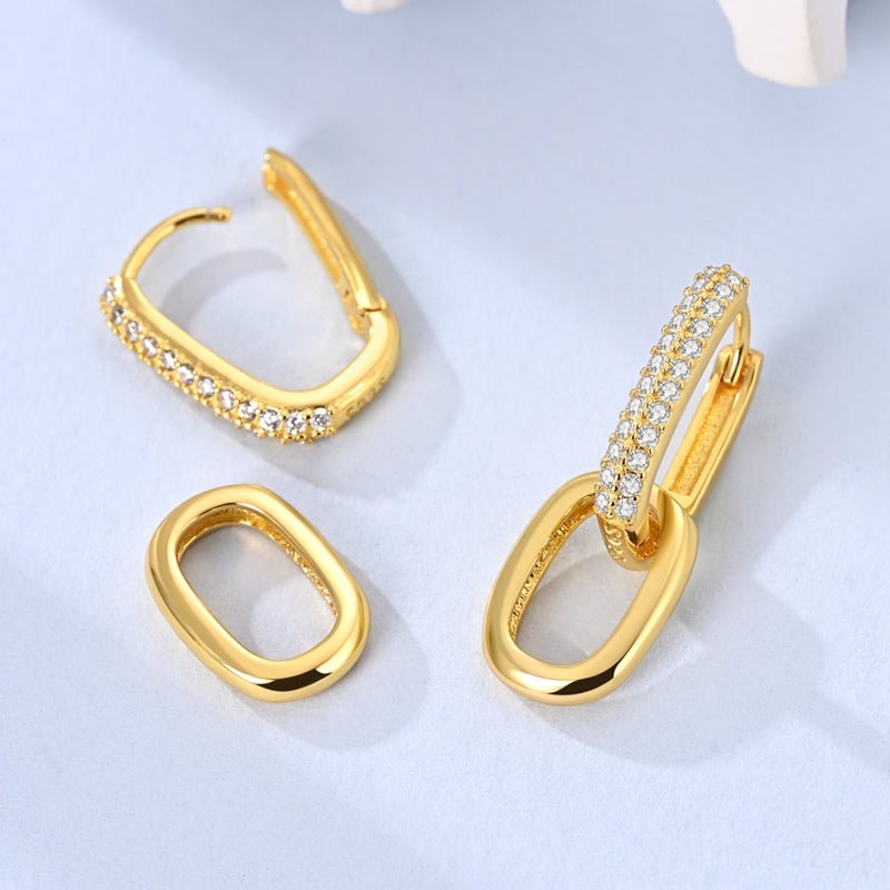 Amarante Jewelry Gold Double Link Drop Hoop Earrings