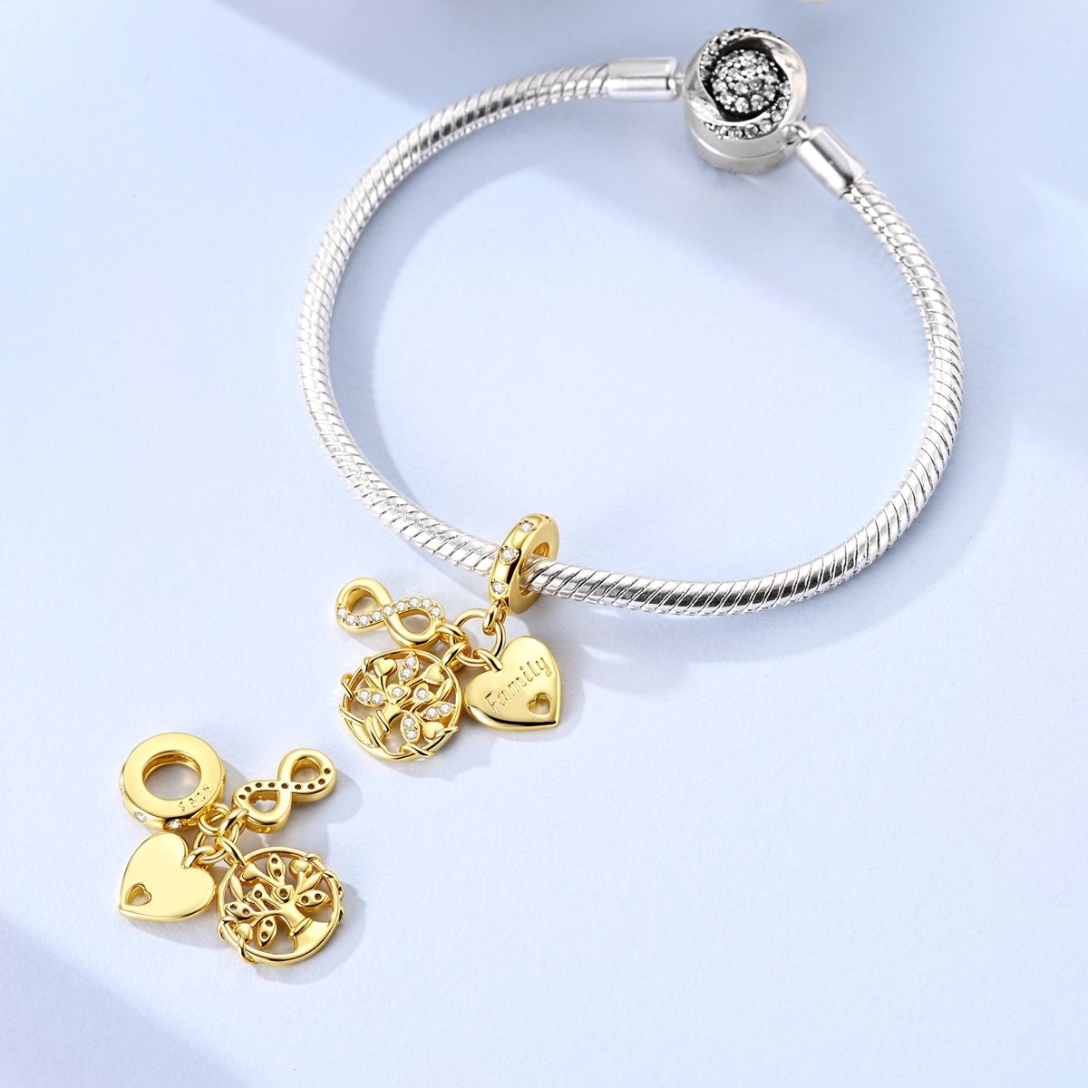 Amarante Jewelry Gold Family Tree, Heart & Infinity Triple Dangle Charm