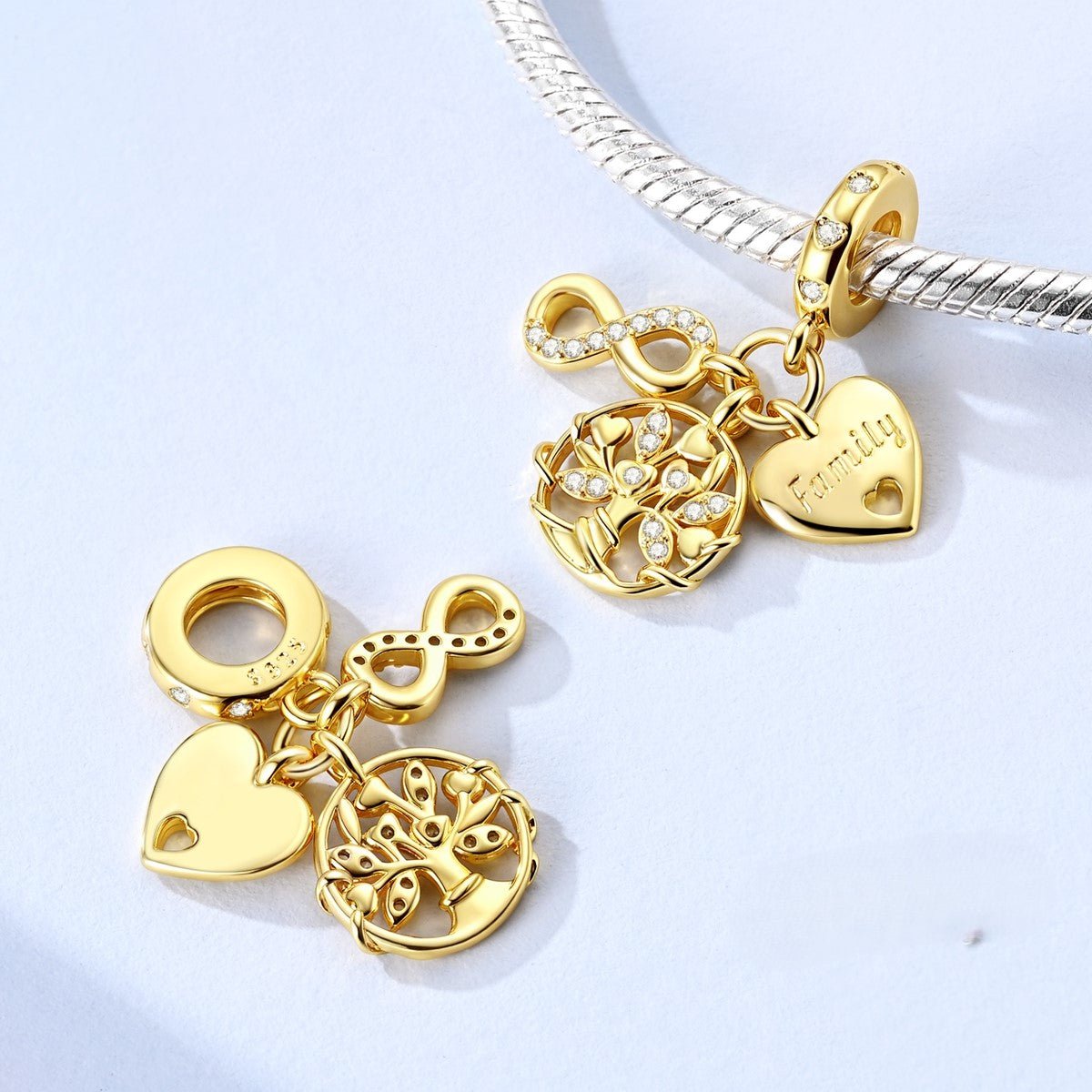 Amarante Jewelry Gold Family Tree, Heart & Infinity Triple Dangle Charm