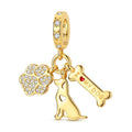 Amarante Jewelry Gold I Love My Dog Paw, Bone & Puppy Dangle Charm