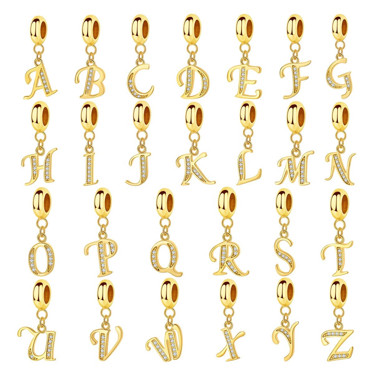Amarante Jewelry Gold Initial Letter A~Z Alphabet Dangle Charms