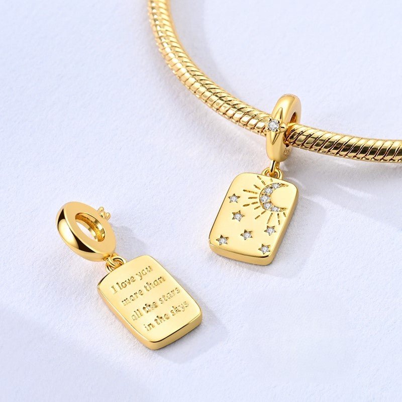 Amarante Jewelry Gold Moon & Stars “I Love You More” Dangle Charm
