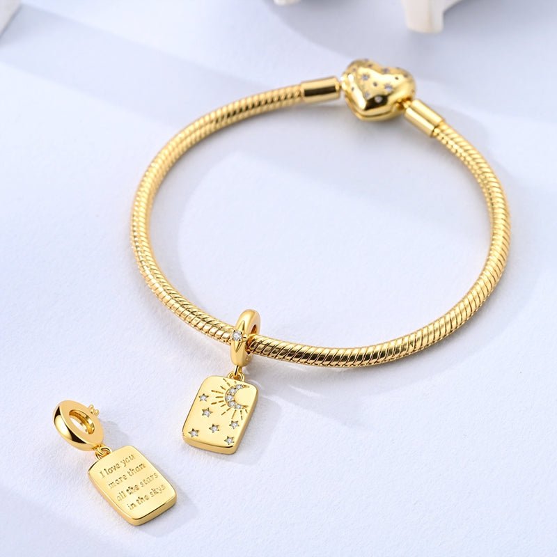 Amarante Jewelry Gold Moon & Stars “I Love You More” Dangle Charm