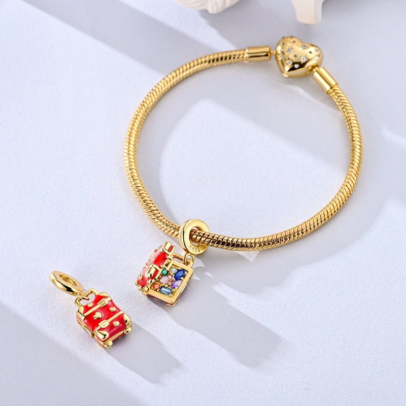 Amarante Jewelry Gold Red Suitcase Travel Charm