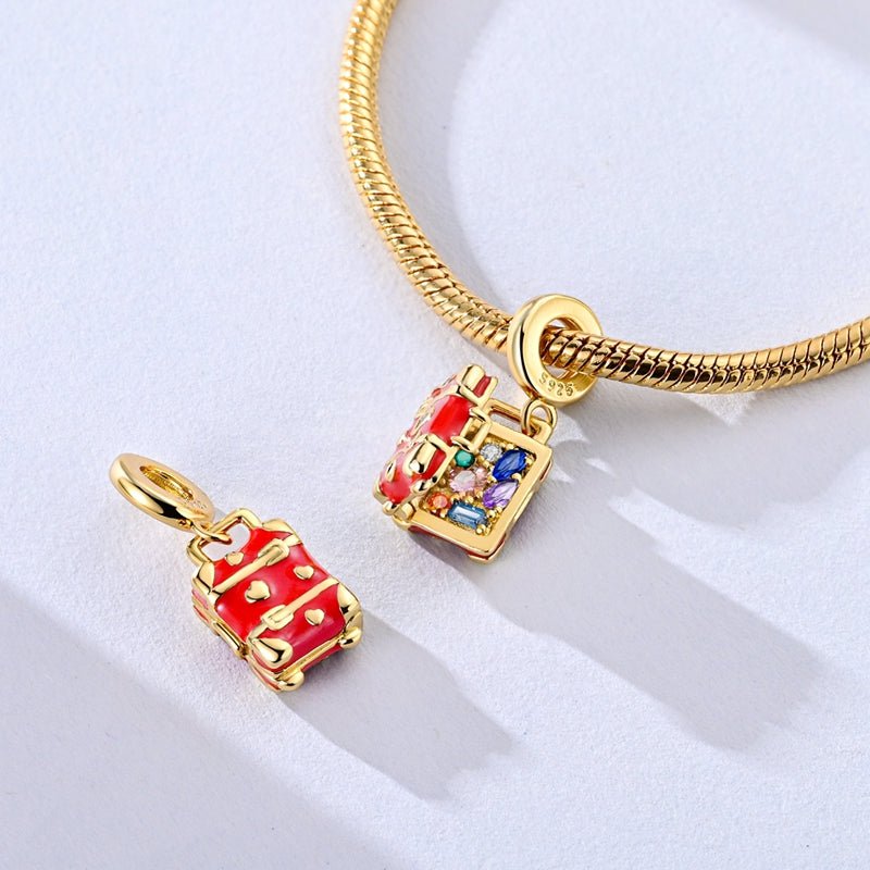 Amarante Jewelry Gold Red Suitcase Travel Charm