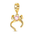 Amarante Jewelry Gold Ribbon Bow with Pink Heart Dangle Charm