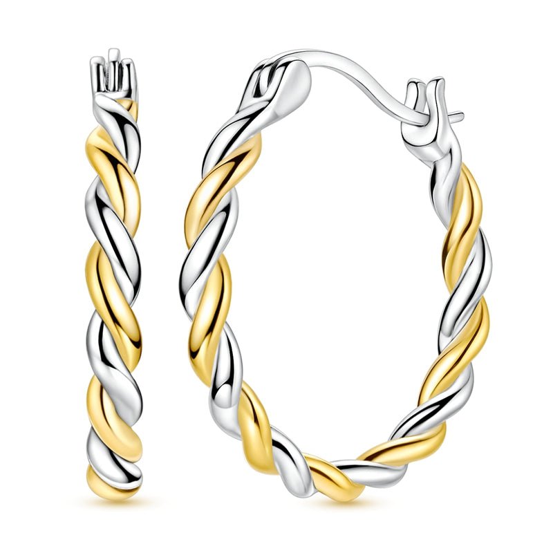 Amarante Jewelry Gold & Silver Twisted Rope Hoop Earrings
