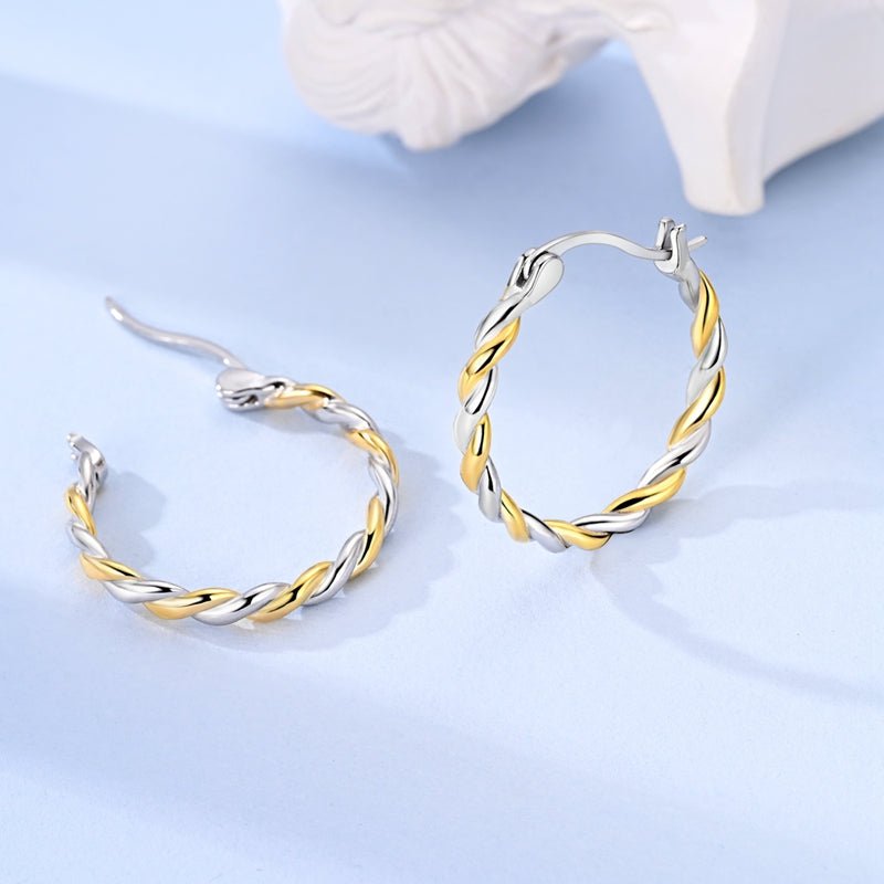 Amarante Jewelry Gold & Silver Twisted Rope Hoop Earrings