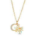 Amarante Jewelry Gold Sun & Moon Necklace with Colorful Stones