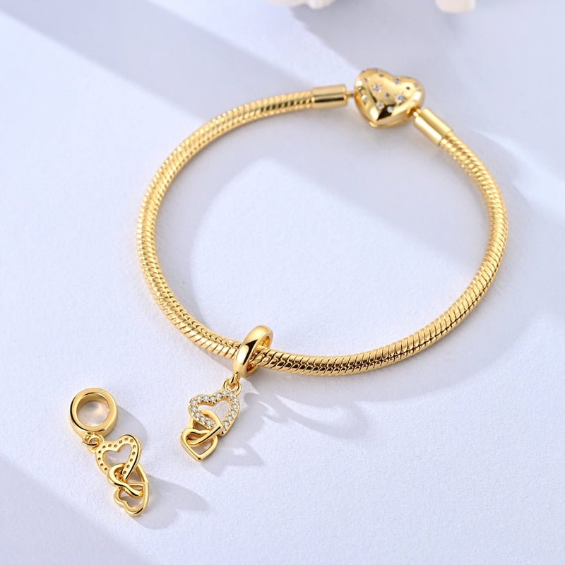 Amarante Jewelry Gold Triple Linked Hearts Dangle Charm