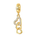 Amarante Jewelry Gold Triple Linked Hearts Dangle Charm