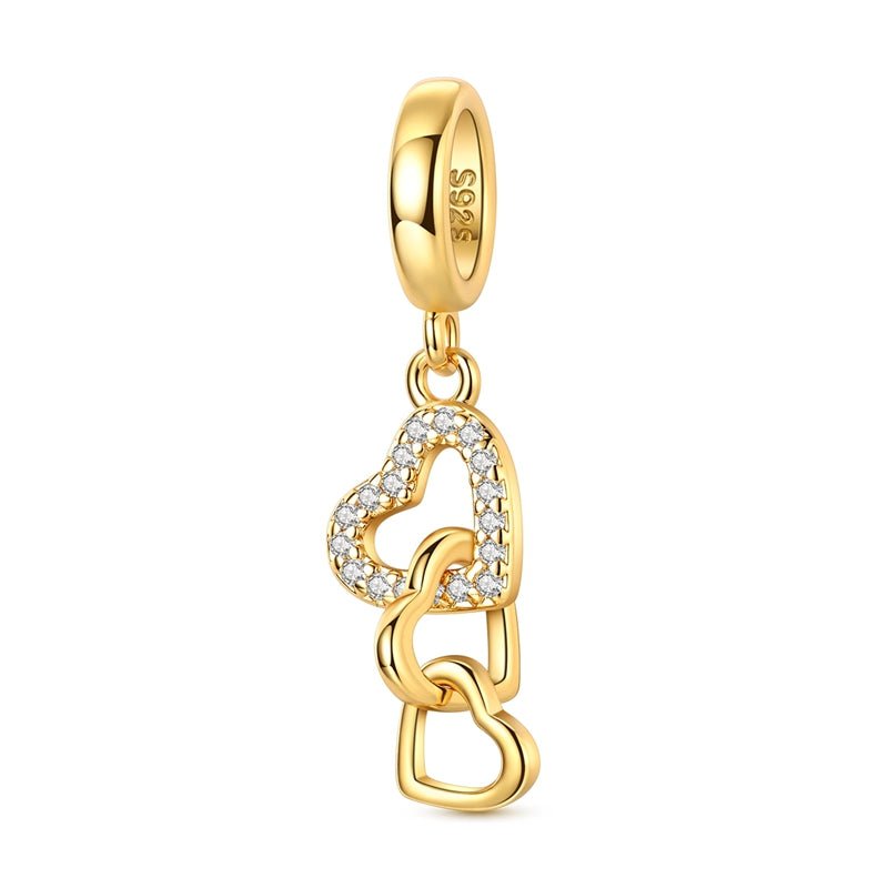 Amarante Jewelry Gold Triple Linked Hearts Dangle Charm