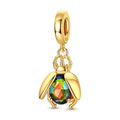 Amarante Jewelry Golden Beetle with Multicolor Crystal Dangle Charm