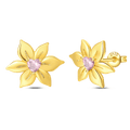 Amarante Jewelry Golden Blossom Heart Stud Earrings