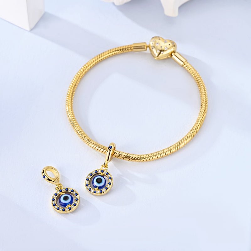 Amarante Jewelry Golden Blue Evil Eye Protection Dangle Charm