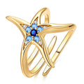 Amarante Jewelry Golden Blue Starfish Adjustable Ring