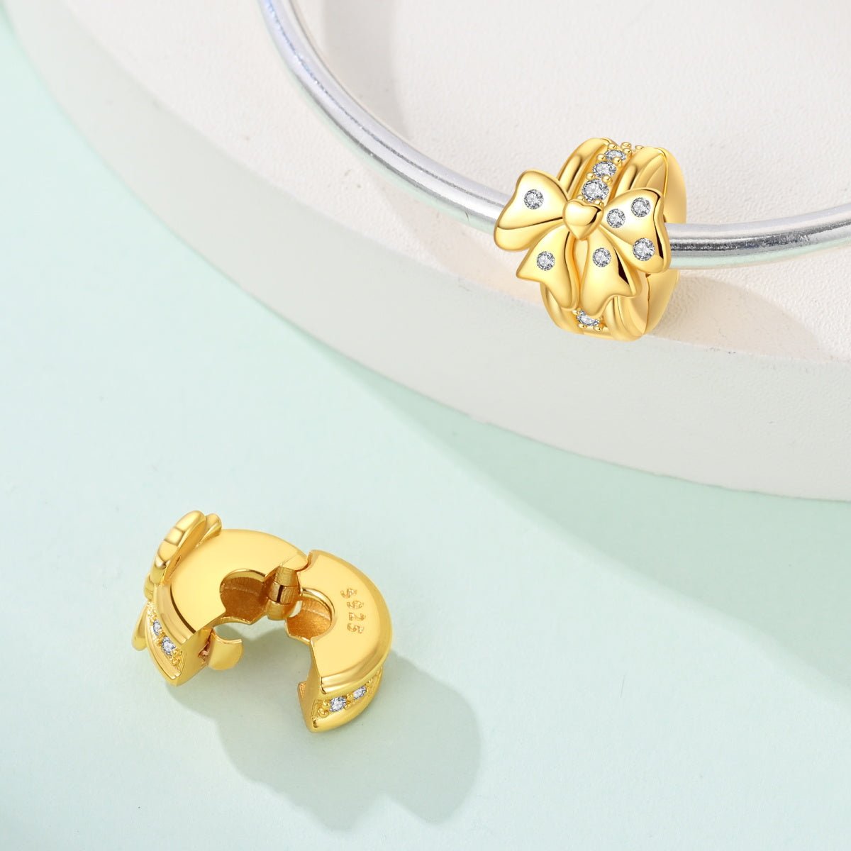 Amarante Jewelry Golden Bow with Diamond Accents Clip Charm
