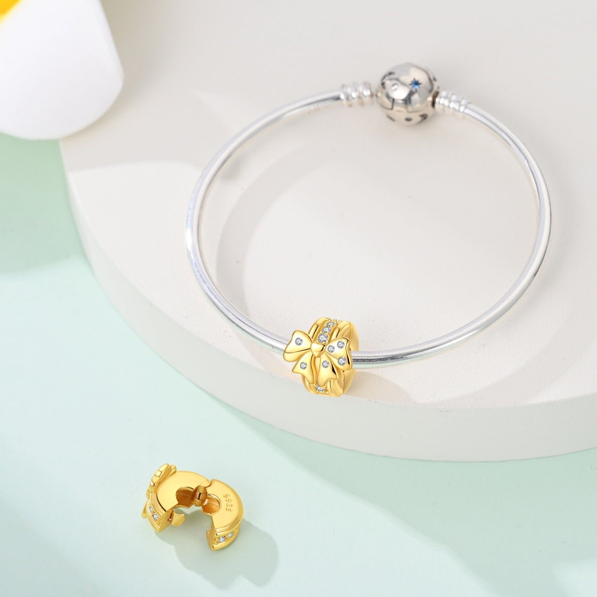 Amarante Jewelry Golden Bow with Diamond Accents Clip Charm