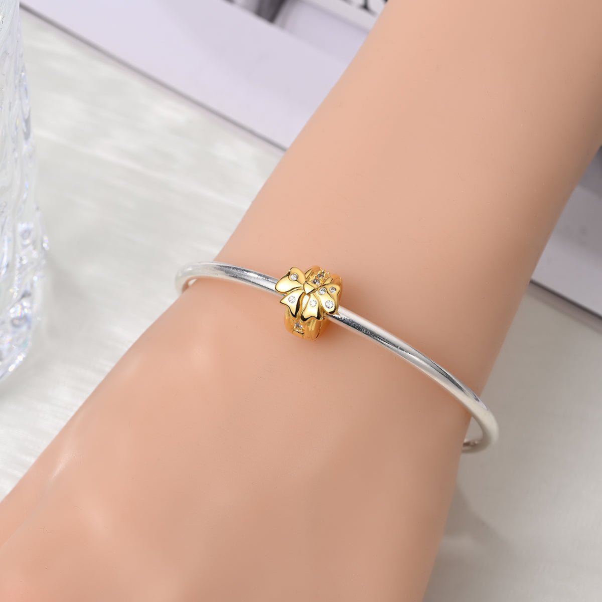Amarante Jewelry Golden Bow with Diamond Accents Clip Charm
