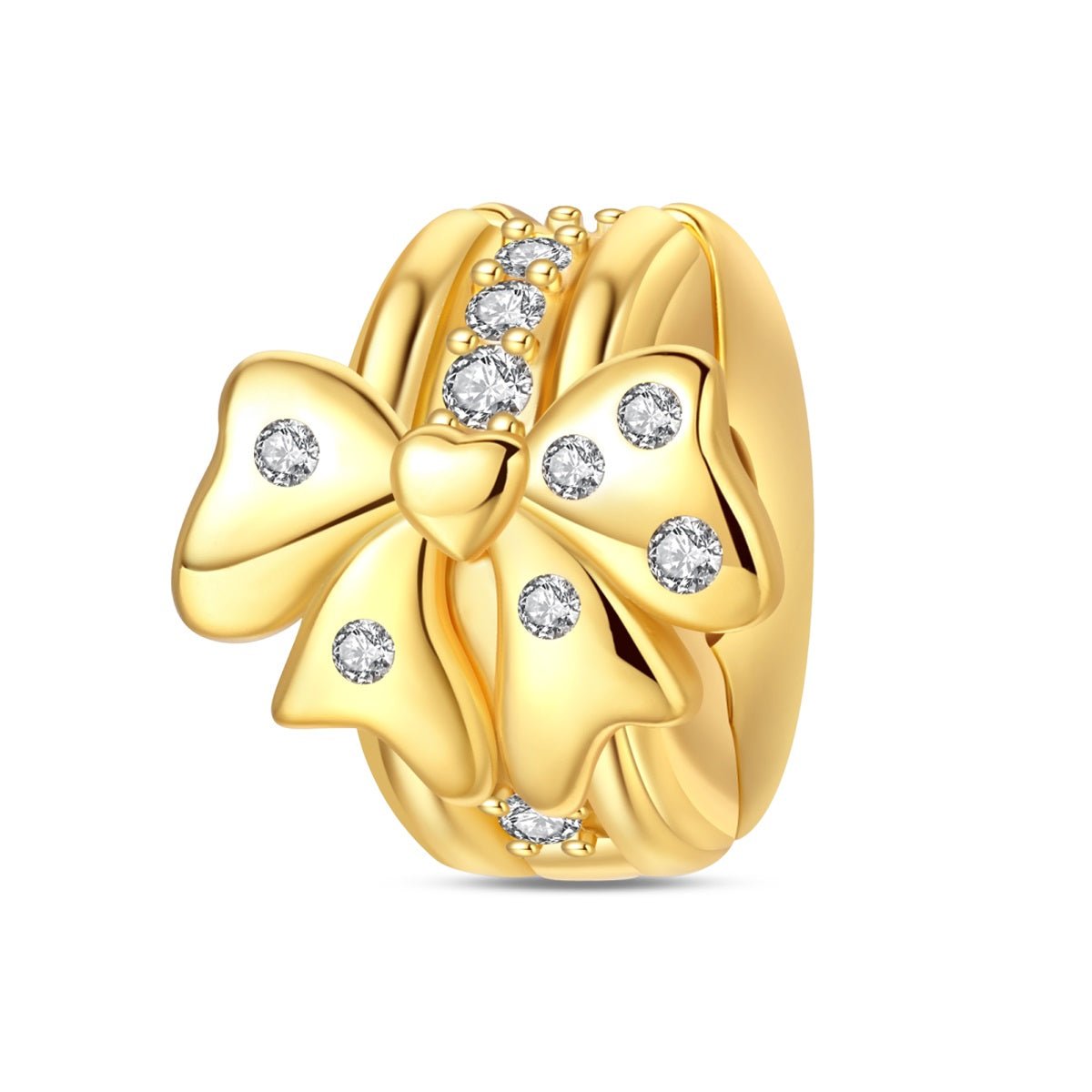 Amarante Jewelry Golden Bow with Diamond Accents Clip Charm