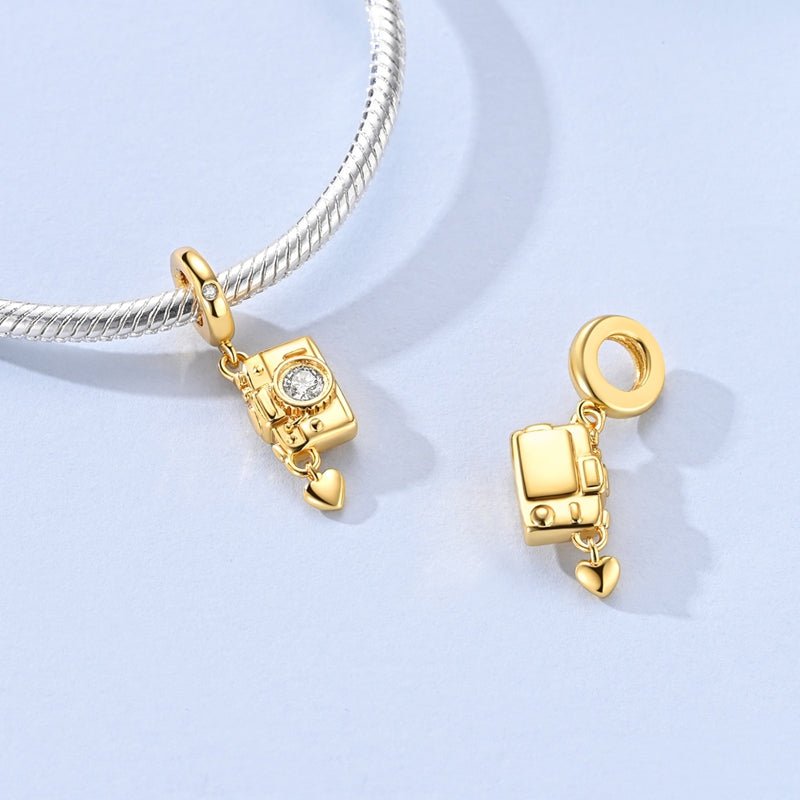 Amarante Jewelry Golden Camera with Heart Dangle Charm