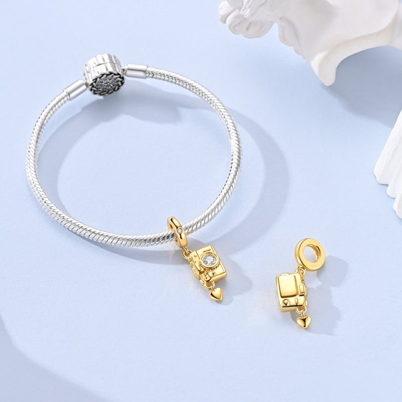 Amarante Jewelry Golden Camera with Heart Dangle Charm