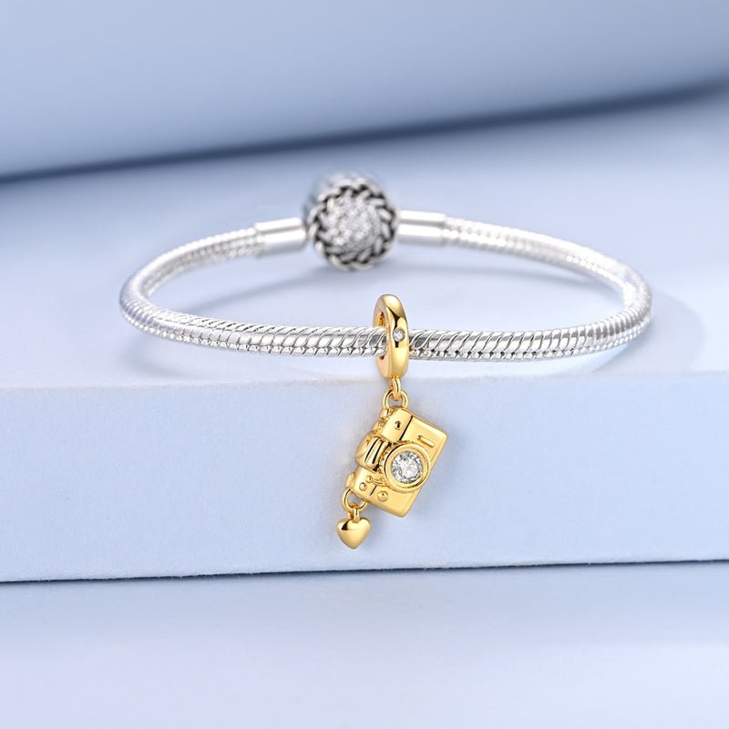 Amarante Jewelry Golden Camera with Heart Dangle Charm