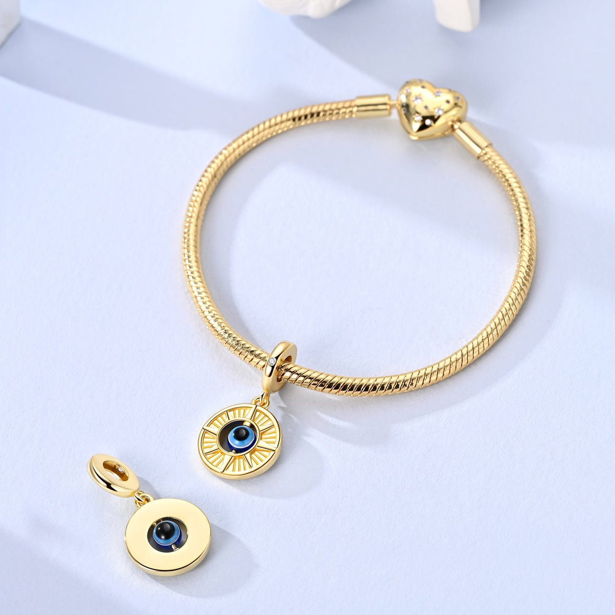Amarante Jewelry Golden Compass Evil Eye Dangle Charm