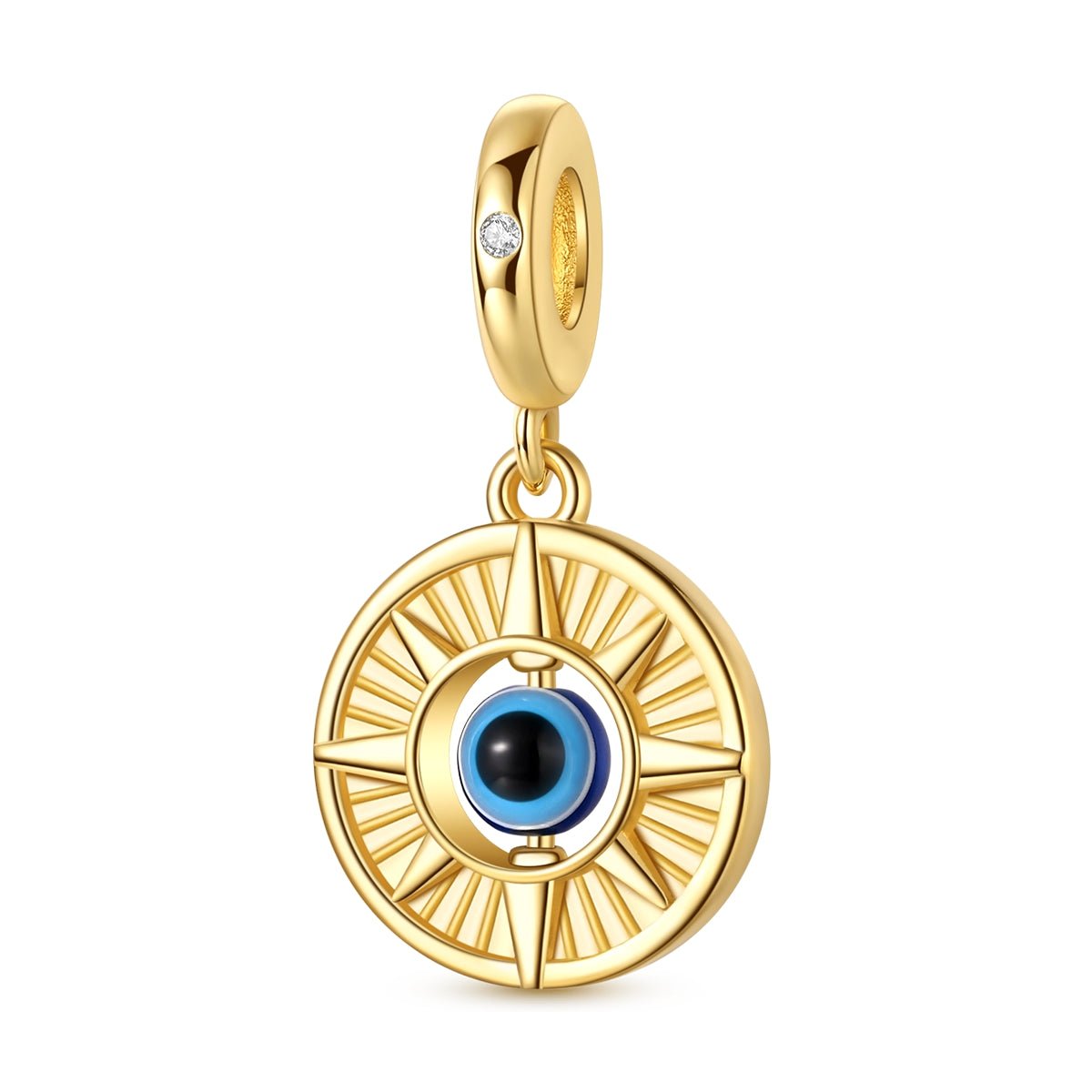 Amarante Jewelry Golden Compass Evil Eye Dangle Charm